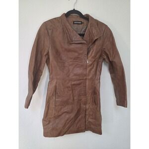 Giovanni Women's Size 2 Brown Leather Jacket Coat Classic Vintage